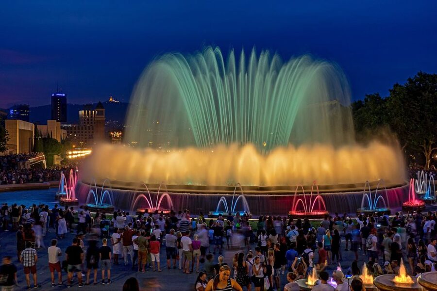 Barcelona Cable Car Sky Views, Magic Fountain & Castle Visit - Palau Güell and the Raval walk