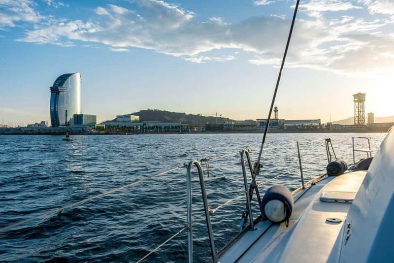 Barcelona: Catamaran Cruise w/ Sailing, Wine, & Tapa - The first stretch along Barceloneta and the Olympic Port