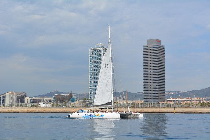 Barcelona Catamaran Party Tour For Young People - The swimming stop near Badalona
