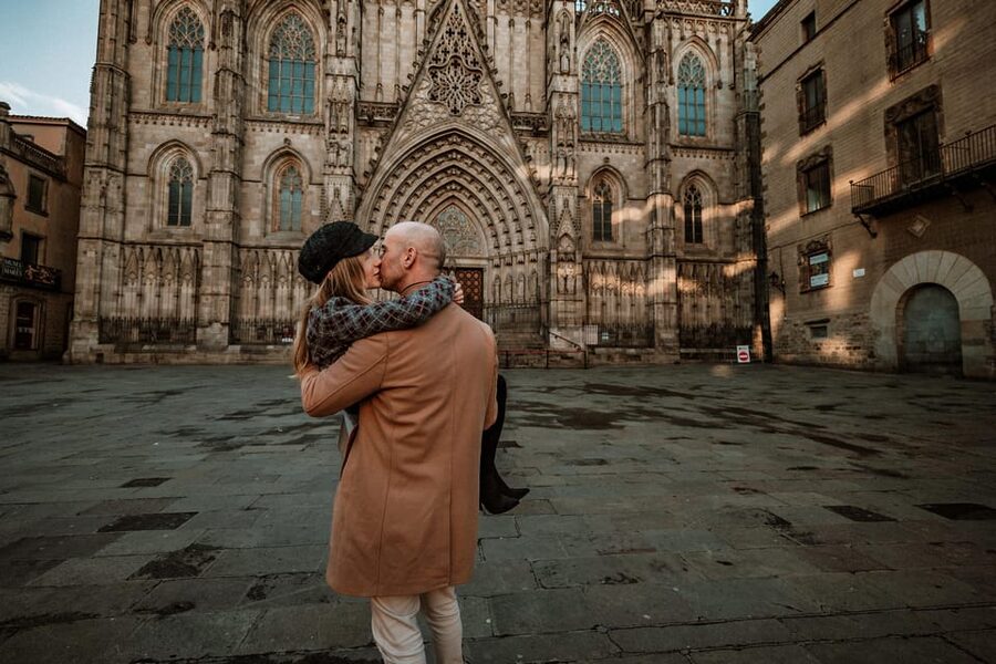 Barcelona: Gothic Quarter Cinematic Photoshoot and Guide - Starting outside Barcelona Cathedral