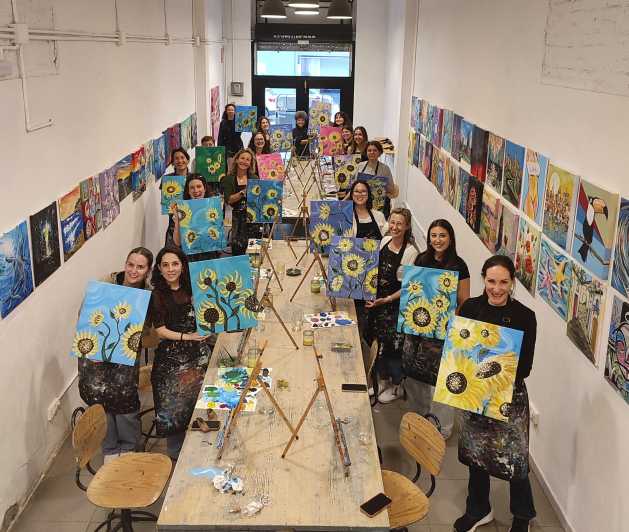 Barcelona: Learn to paint, sip wine, enjoy snacks & music - What happens during the three-hour painting class