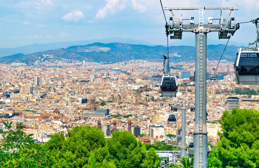 Barcelona: Montjuïc Cable Car Ticket with Audio Guide - Montjuïc Cable Car: Barcelona from a higher angle