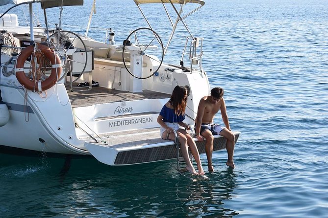 Barcelona: Private Sailing cruise with drinks & snacks - A quiet anchorage and a possible Mediterranean swim
