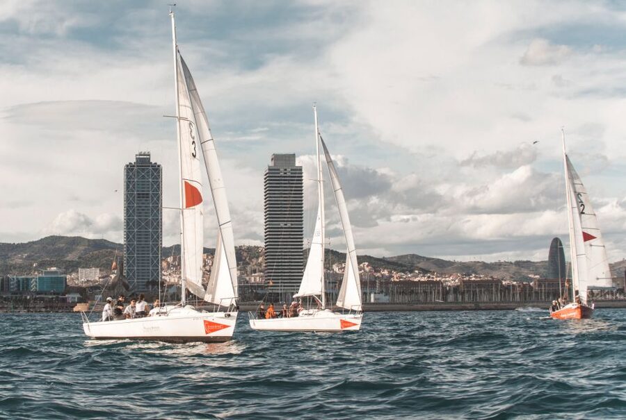 Barcelona: Private Sailing Trip with a Bottle of Cava - Barcelona’s skyline from the water
