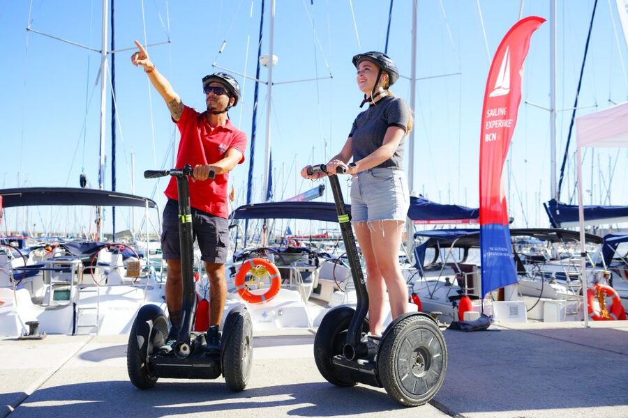 Barcelona: Segway Tour & Sailing Experience - Boarding Bombon at Port Olimpic