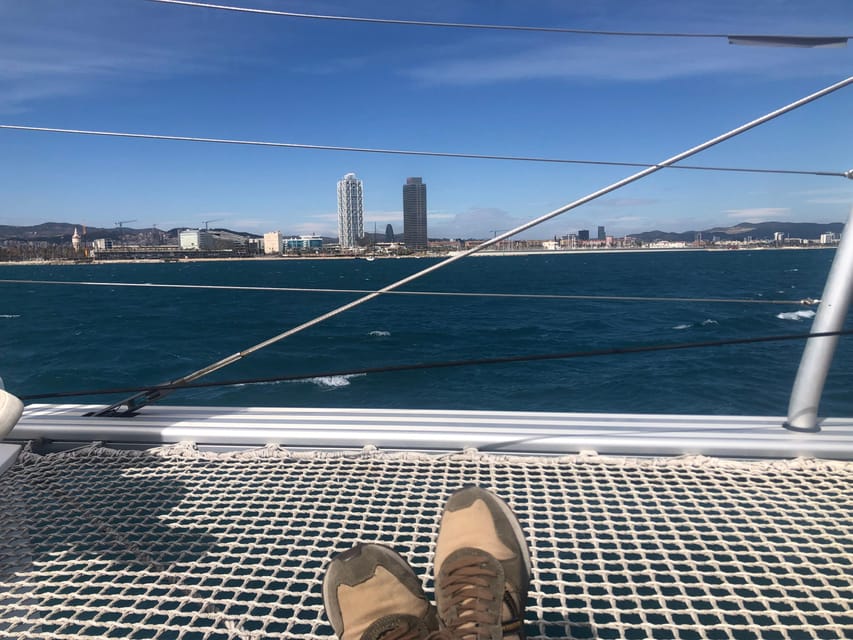 Barcelona: Shared cruise on luxury catamaran Drinks + Snacks - Finding the Sagrada Familia from offshore
