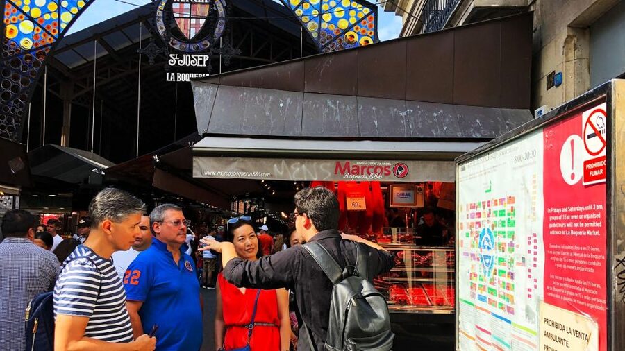 Barcelona: Street Food & Sightseeing Tour with Local Market - Jamón, cheese, olives, and the Spanish pantry