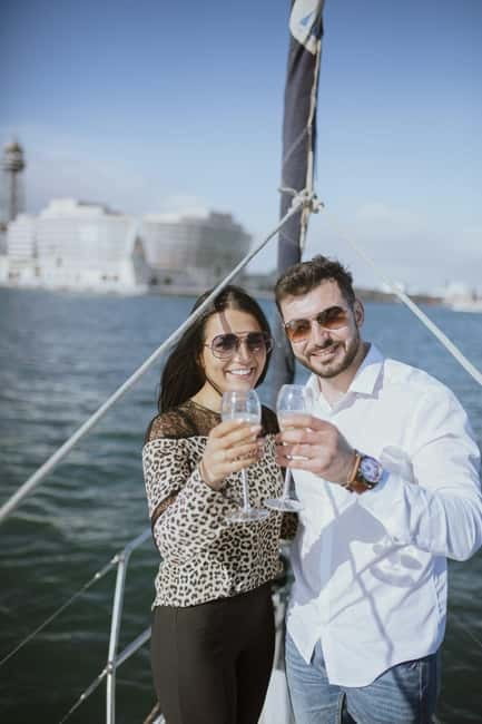 Barcelona: Sunset Sailboat Cruise with Open Bar and Snacks - What the Barcelona skyline looks like from a sailboat