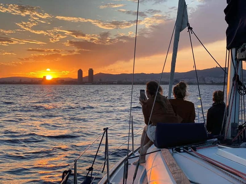 Barcelona: Sunset Skyline Cruise with Cava and Snacks - A small sailboat instead of a packed harbor cruise