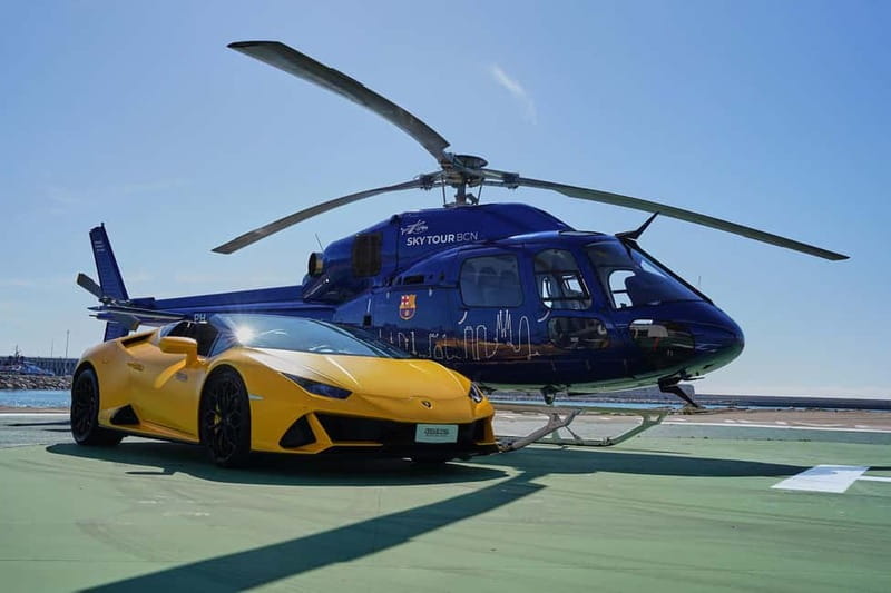 Barcelona: Supercar Driving and Helicopter Experience - From Barceloneta streets to the Mediterranean sky