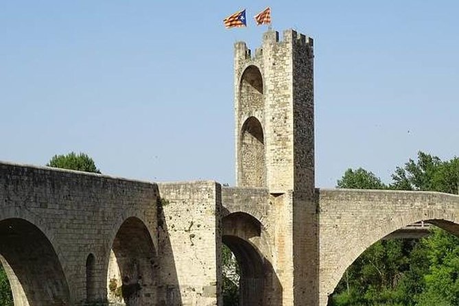 Besalú, Rupit & Vic Private Tour small group and hotel pick up from Barcelona - Walking across Besalú’s old bridge