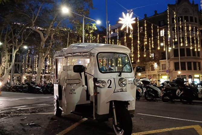 Christmas Lights Tour of Barcelona in Private Eco Tuk Tuk - Rambla de Catalunya and Casa Calvet