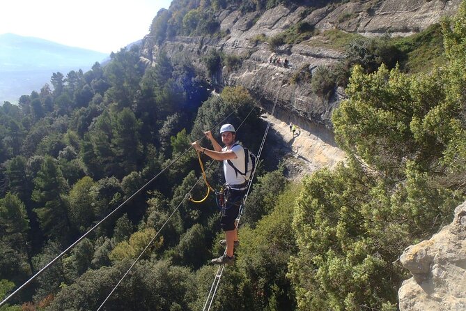 Climbing Adventure in Via ferrata of Centelles - Getting ready for the vertical sections