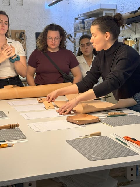 Experience in Leather Goods Workshop- Leather Accessory - Using dies, hammers, riveters, and burnishers