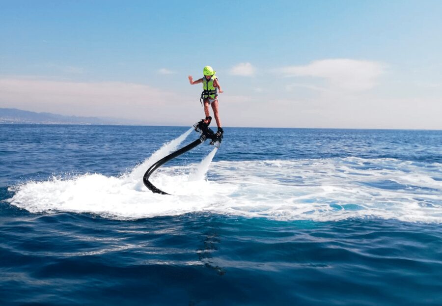 Flyboarding Experience - Rising above the water near Port Fòrum