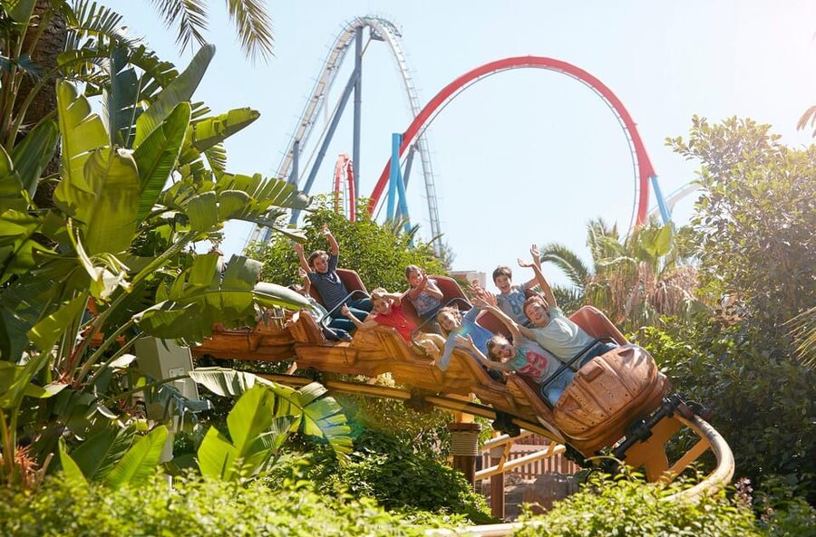 From Barcelona: PortAventura Theme Park Ticket & Transfer - Six worlds in one park