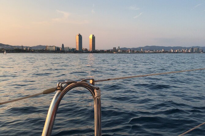 Guided Private Yacht Tour in Barcelona Spain - A glimpse toward the Gothic Quarter