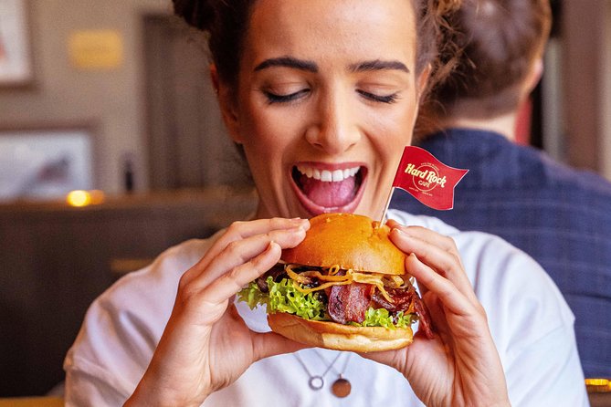 Hard Rock Cafe Barcelona with Set Lunch or Dinner - Food portions, burgers, ribs, and dessert